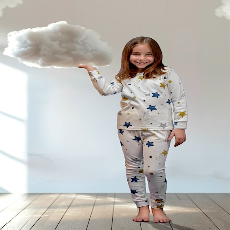 Pajama Set 2Y-7Y Organic Cotton O-neck Super Soft And Breathable Stars JY9503-8